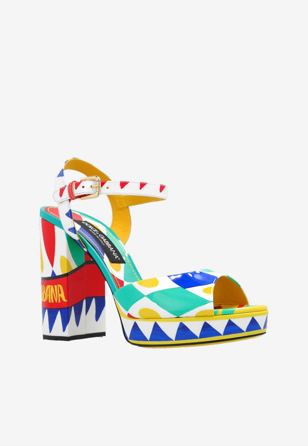 Dolce & Gabbana Keira 105 Carretto Print Platform Sandals Multicolor CR1402 AI412 HH4KX