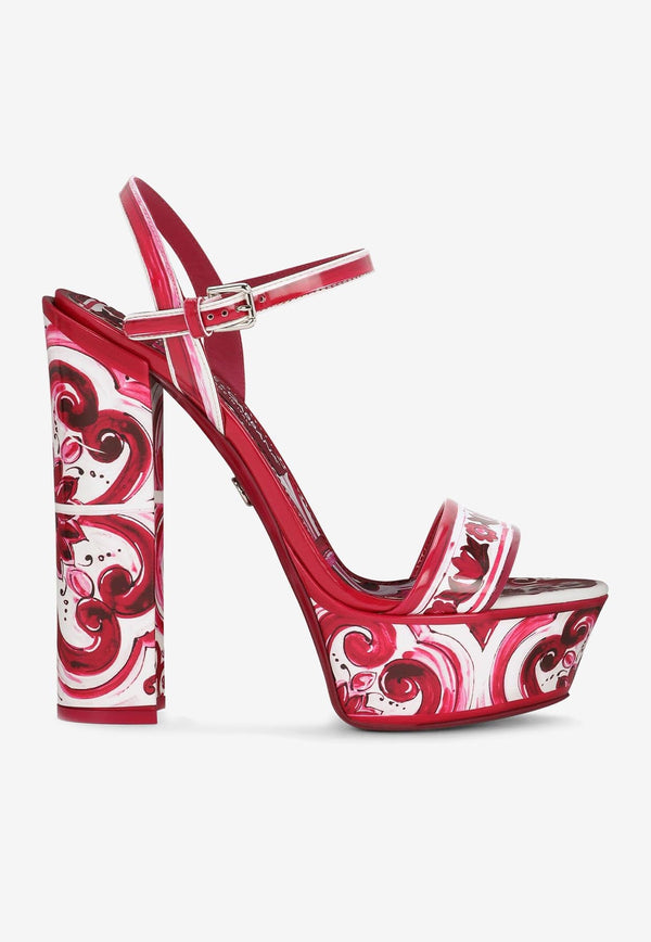 Dolce & Gabbana Keira 105 Majolica Print Platform Sandals Multicolor CR1424 AI412 HE3OB