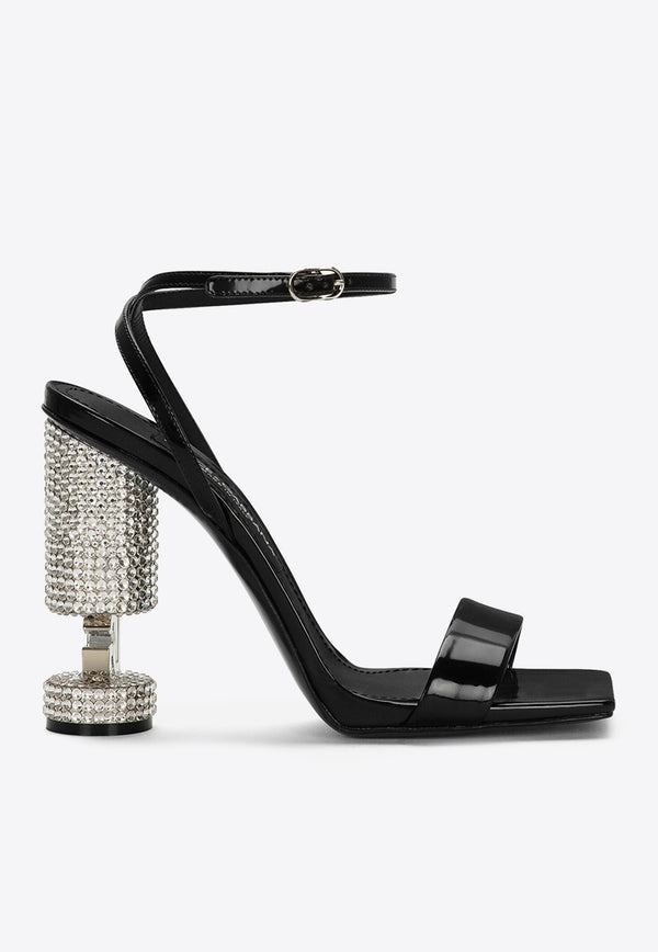 Dolce & Gabbana 105 Rhinestone Embellished Sandals in Calf Leather Black CR1437 AP324 80999