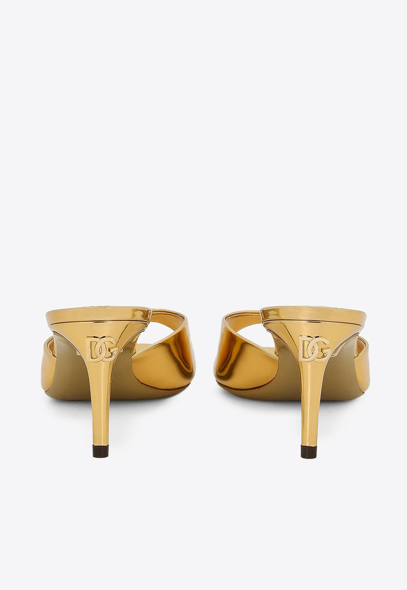 Dolce & Gabbana Keira 60 Mules in Mirrored Leather Gold CR1522 AY828 89869