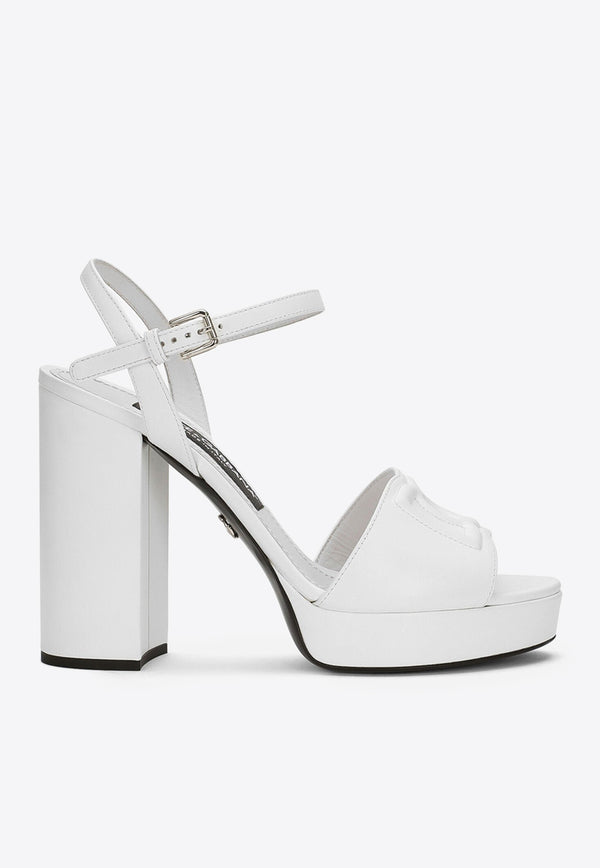Dolce & Gabbana Keira 85 Calf Leather Platform Sandals White CR1586 AW576 80002