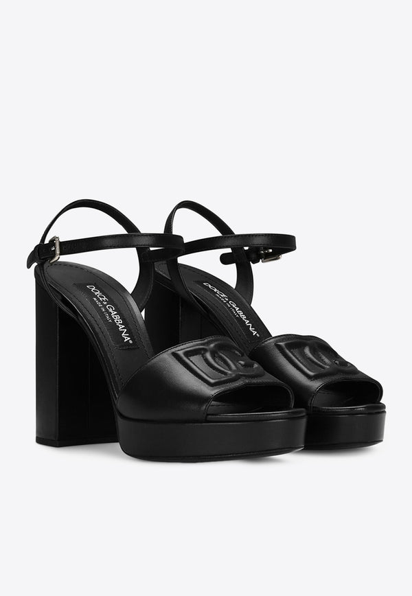 Dolce & Gabbana Keira 85 Calf Leather Platform Sandals Black CR1586 AW576 80999