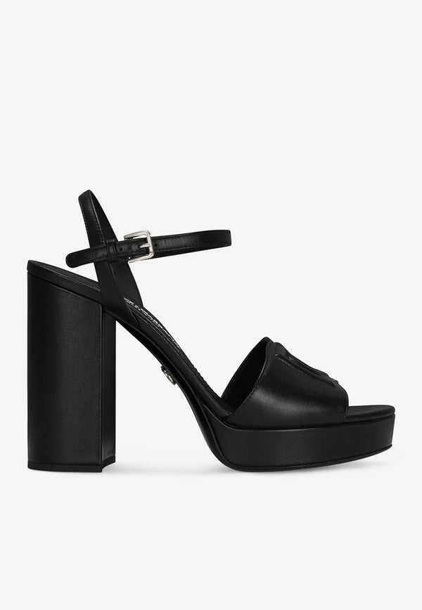 Dolce & Gabbana Keira 85 Calf Leather Platform Sandals Black CR1586 AW576 80999