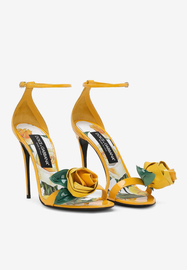 Dolce & Gabbana Keira 105 Rose Sandals in Patent Leather CR1648 AR848 8L136 Yellow