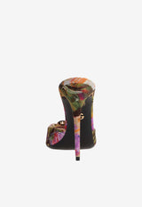 Dolce & Gabbana 105 Abstract Flower Print Crystal Mules CR1661 AR951 HK4YD Multicolor