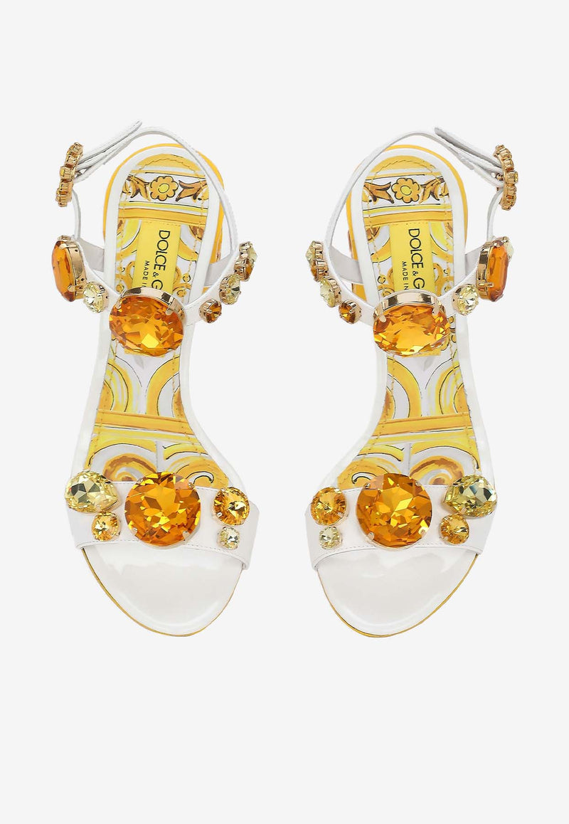 Dolce & Gabbana Keira 60 Stone Embellished Sandals in Patent Leather CR1733 AT848 8V135 Multicolor