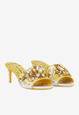 Dolce & Gabbana Keira 60 Majolica Print Crystal Embellished Mules CR1744 AB826 HG3OB Yellow