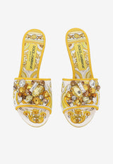 Dolce & Gabbana Keira 60 Majolica Print Crystal Embellished Mules CR1744 AB826 HG3OB Yellow