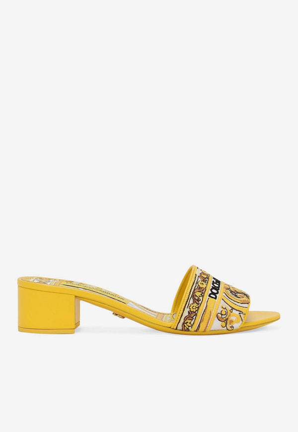 Dolce & Gabbana Karol 40 Majolica Embroidery Sandals CR1748 AV804 8Q728 Yellow