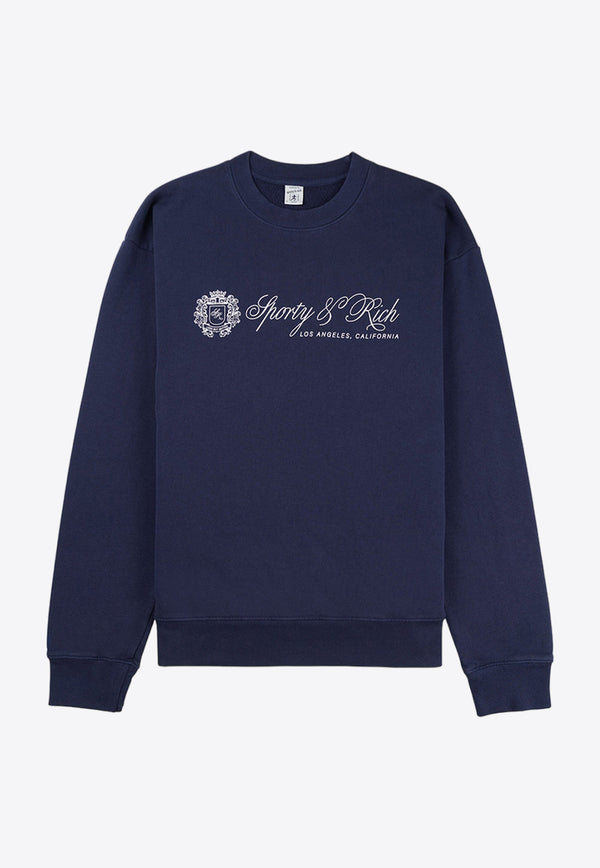 Sporty & Rich Regal Printed Pullover Sweatshirt CRAW2353NANAVY