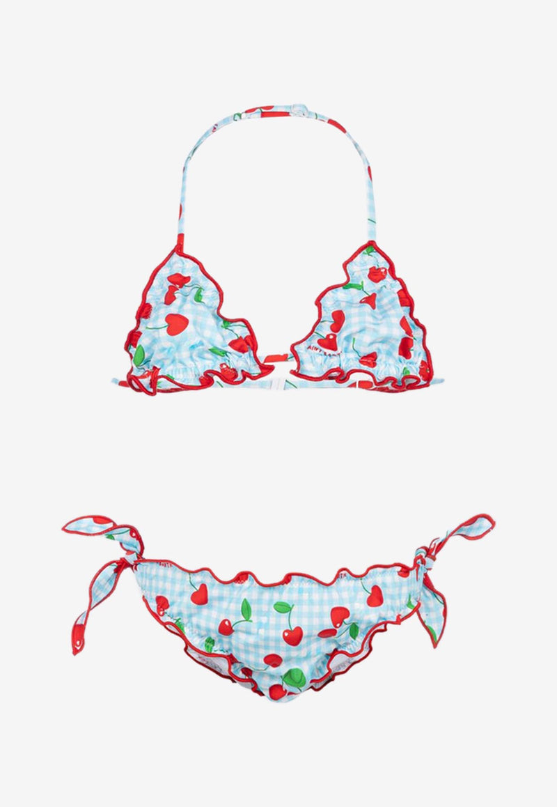 MC2 Saint Barth Kids Girls Cris Cherries and Vichy Halterneck Bikini Multicolor CRIS00101258H/Q_MC2-31
