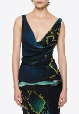 Paris Georgia Croissant Snakeskin Draped Top Multicolor PRI CROSS001-SNK_ANIMAL PRI