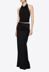 Paris Georgia Croissant Maxi Skirt with Ruching Black CROSSK001-BLK_BLACK