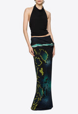 Paris Georgia Croissant Snakeskin Maxi Skirt with Ruching Multicolor PRI CROSSK001-SNK_ANIMAL PRI