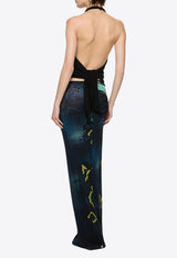 Paris Georgia Croissant Snakeskin Maxi Skirt with Ruching Multicolor PRI CROSSK001-SNK_ANIMAL PRI