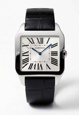 Cartier Santos Dumont 35mm Watch in 18-karat White Gold and Alligator Skin Silver CRTRSD35W18KWGASBLUD_TH