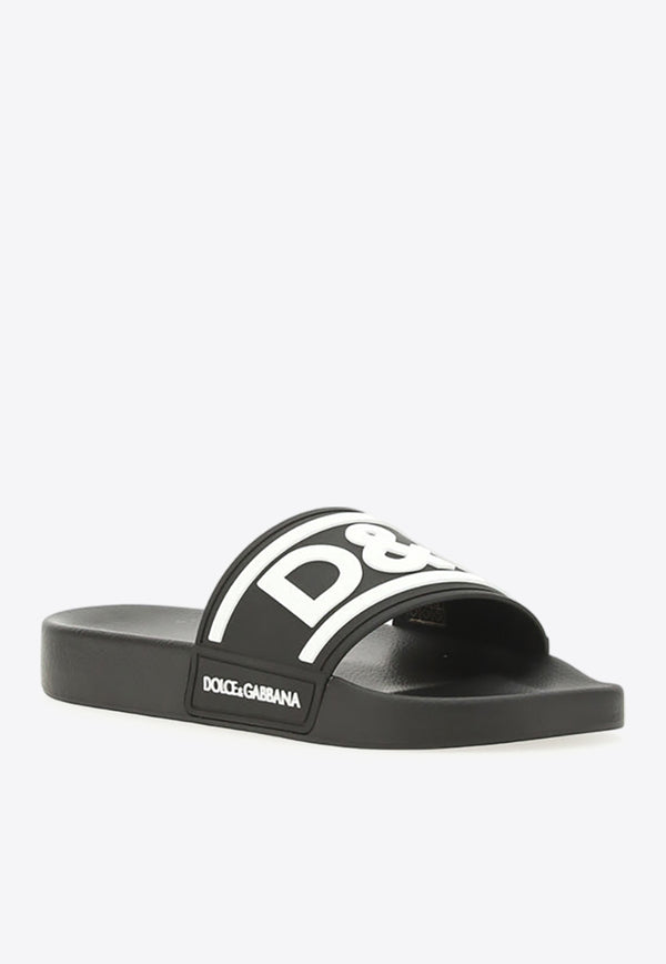 Dolce & Gabbana DG Logo Pool Slides Black CS2072_AQ858_89690