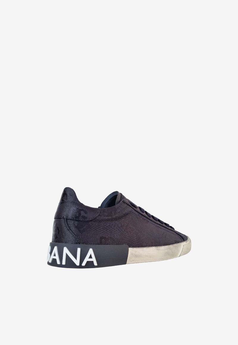 Dolce & Gabbana Cordura Portofino Vintage Sneakers Black CS2203 AO483 8B956