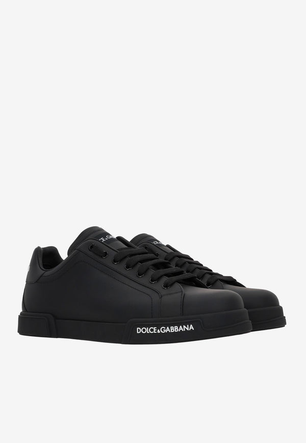 Dolce & Gabbana Logo Low-Top Sneakers in Calfskin Black CS2213 AA335 8B956