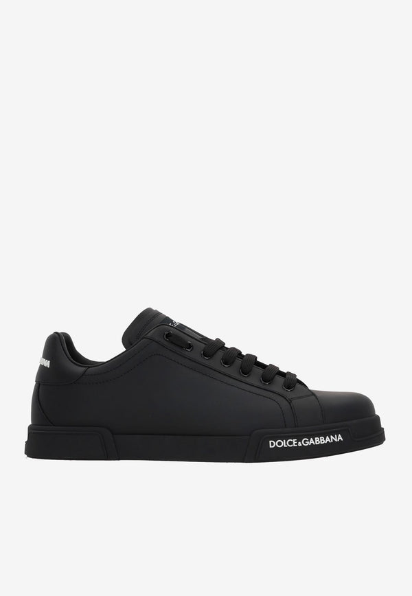 Dolce & Gabbana Logo Low-Top Sneakers in Calfskin Black CS2213 AA335 8B956