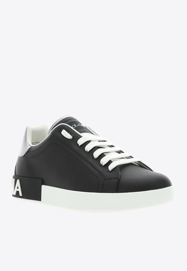 Dolce & Gabbana Portofino Leather Low-Top Sneakers Black CS2216_AH527_8B979