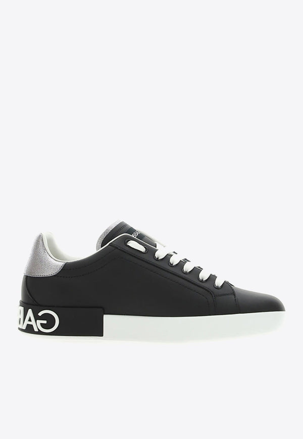 Dolce & Gabbana Portofino Leather Low-Top Sneakers Black CS2216_AH527_8B979