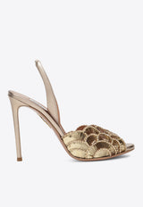 Aquazzura This Evening 105 Sequined Slingback Sandals Gold CSOHIGS0ENH/R_AQUA-LCO
