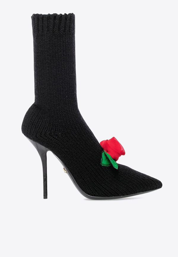 Dolce & Gabbana 110 Sock-Like Mid-Calf Boots  Black CT0728 A8M54 8B956