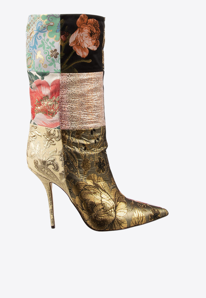Dolce & Gabbana Cardinale 115 Flower Brocade Patchwork Boots Multicolor CT0735 AO657 80995