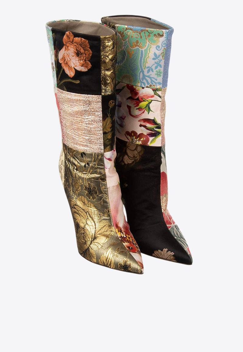 Dolce & Gabbana Cardinale 115 Flower Brocade Patchwork Boots Multicolor CT0735 AO657 80995
