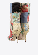 Dolce & Gabbana Cardinale 115 Flower Brocade Patchwork Boots Multicolor CT0735 AO657 80995