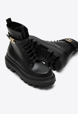 Dolce & Gabbana DG Logo Leather Lace-Up Boots Black CT1057AB640/P_DOLCE-80999