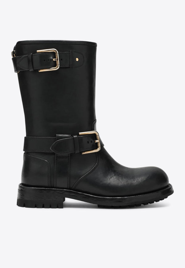 Dolce & Gabbana Biker Ankle Boots in Calf Leather Black CT1081AW352/R_DOLCE-80999