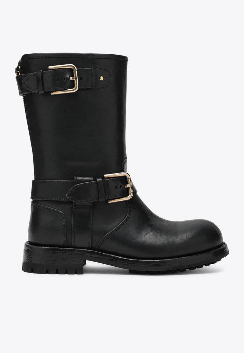Dolce & Gabbana Biker Ankle Boots in Calf Leather Black CT1081AW352/R_DOLCE-80999