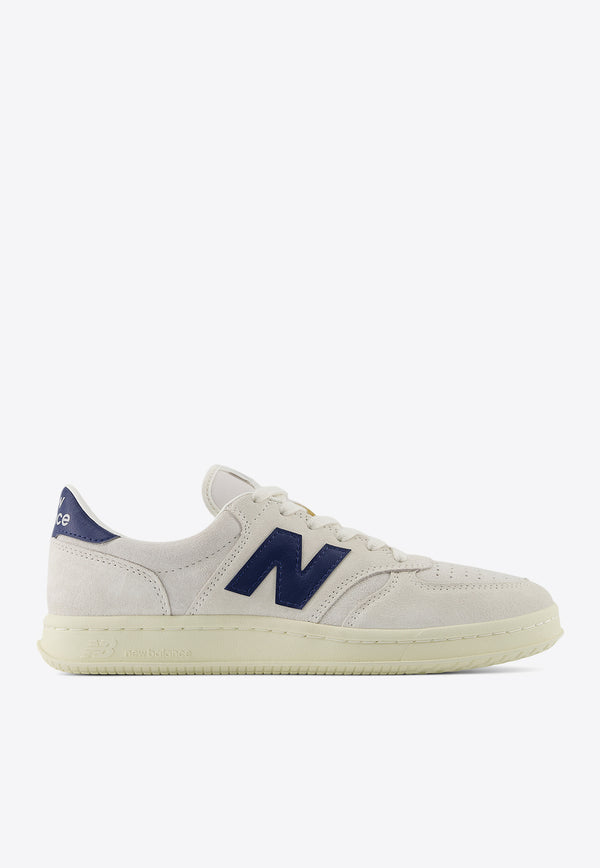 New Balance T500 Low-Top Sneakers in Sea Salt with Navy and Angora White CT500CF