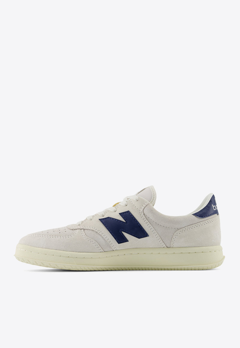 New Balance T500 Low-Top Sneakers in Sea Salt with Navy and Angora White CT500CF