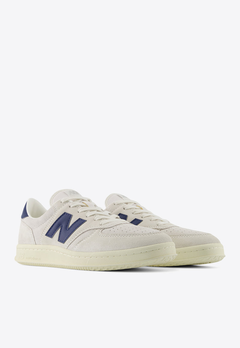 New Balance T500 Low-Top Sneakers in Sea Salt with Navy and Angora White CT500CF