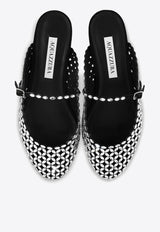 Aquazzura Crystal-Embellished Flat Mules CTAFLAA1-SUE-000 Black