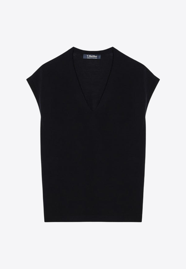 S Max Mara Cubano V-neck Wool Vest Navy CUBANOWO/R_MAXS-012