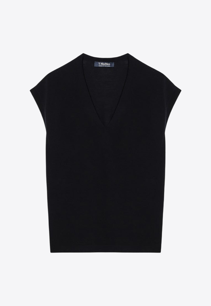 S Max Mara Cubano V-neck Wool Vest Navy CUBANOWO/R_MAXS-012