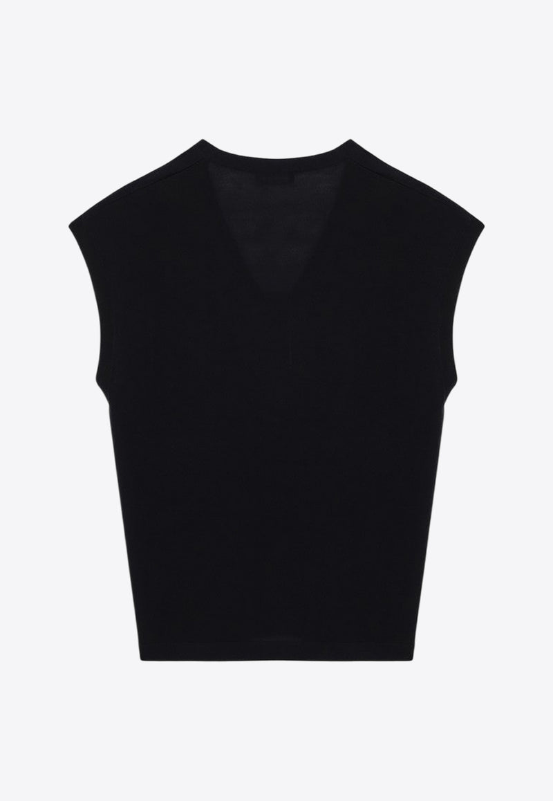 S Max Mara Cubano V-neck Wool Vest Navy CUBANOWO/R_MAXS-012