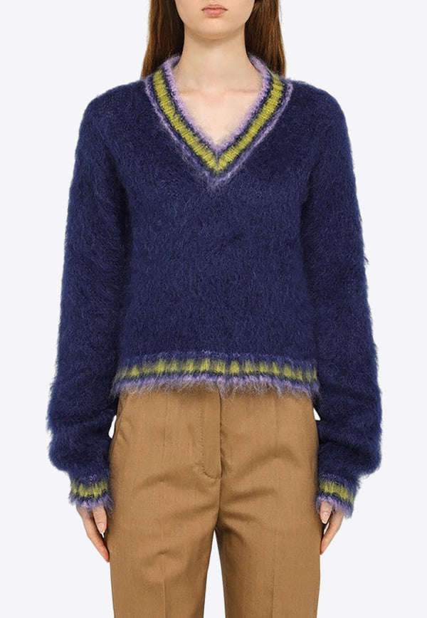 Marni V-Neck Knitted Sweater in Mohair Blend CVMD0108Q0UFU108/N_MARNI-00B56
