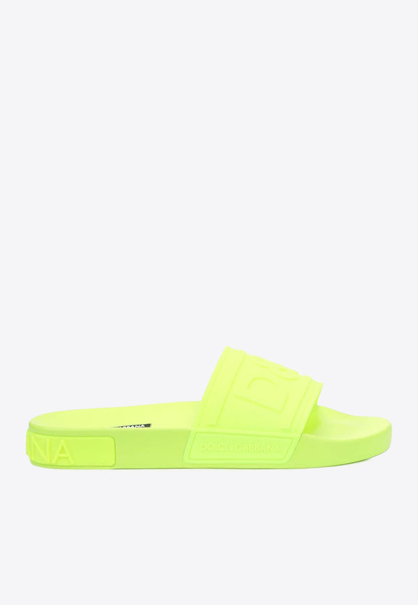 Dolce & Gabbana DG Logo Rubber Slides Yellow CW0141 AX756 8G240