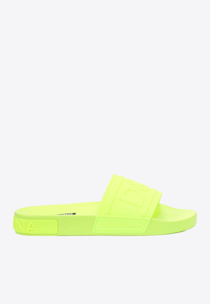 Dolce & Gabbana DG Logo Rubber Slides Yellow CW0141 AX756 8G240
