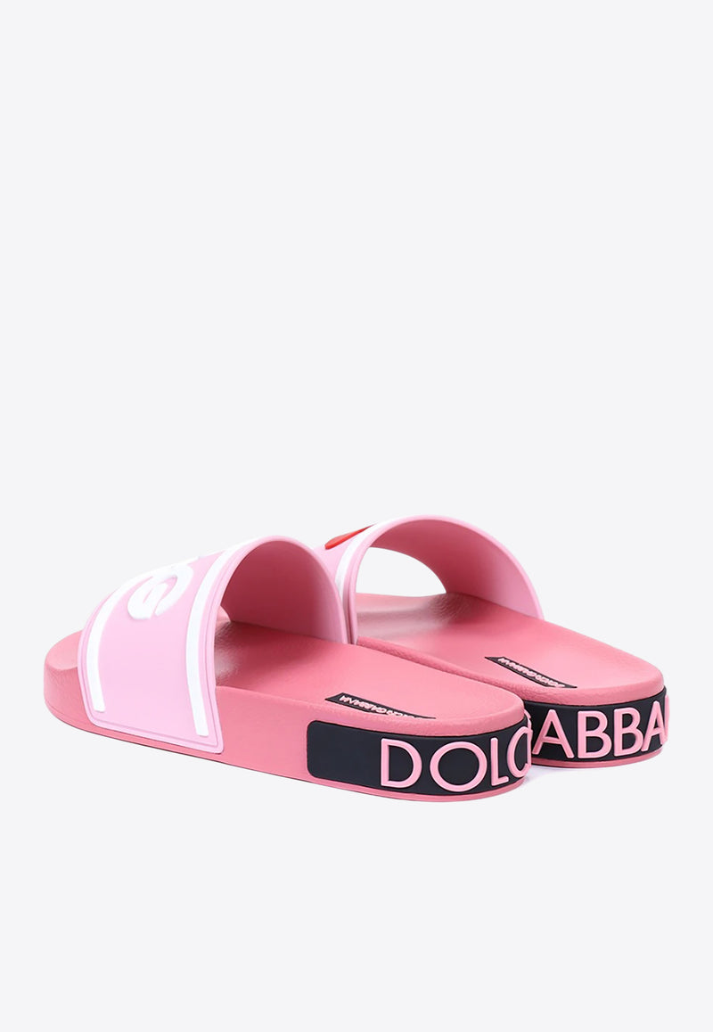Dolce & Gabbana DG Logo Rubber Slides Pink CW0142 AO235 8R488