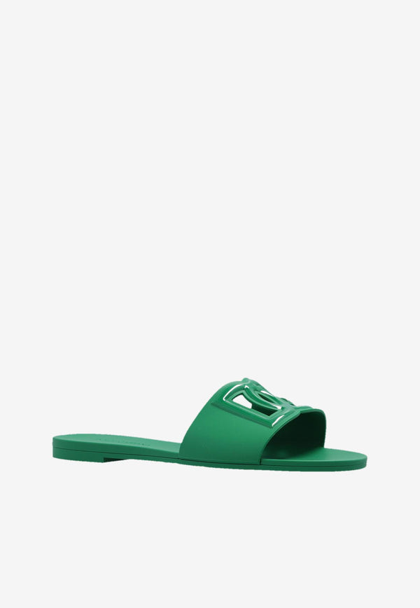Dolce & Gabbana DG Logo Rubber Slides Green CW2215 AN994 87192