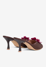 Malone Souliers Cyd 70 Flower Embellished Raffia Sandals CYD 70-3 DARK BROWN/TOBACCO
