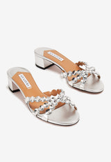 Aquazzura Crystal Mirage 35 Crystal-Embellished Mules CYGMIDM0-NPLCCC SILVER