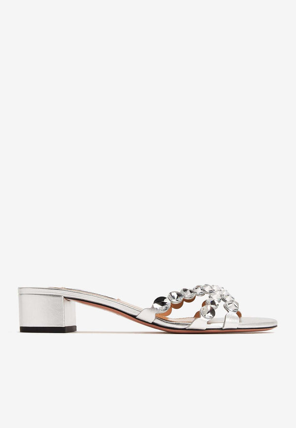 Aquazzura Crystal Mirage 35 Crystal-Embellished Mules CYGMIDM0-NPLCCC SILVER