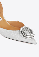 Aquazzura Crystal Hoop 50 Slingback Pumps CYPMIDL0-GTS-CCC Silver